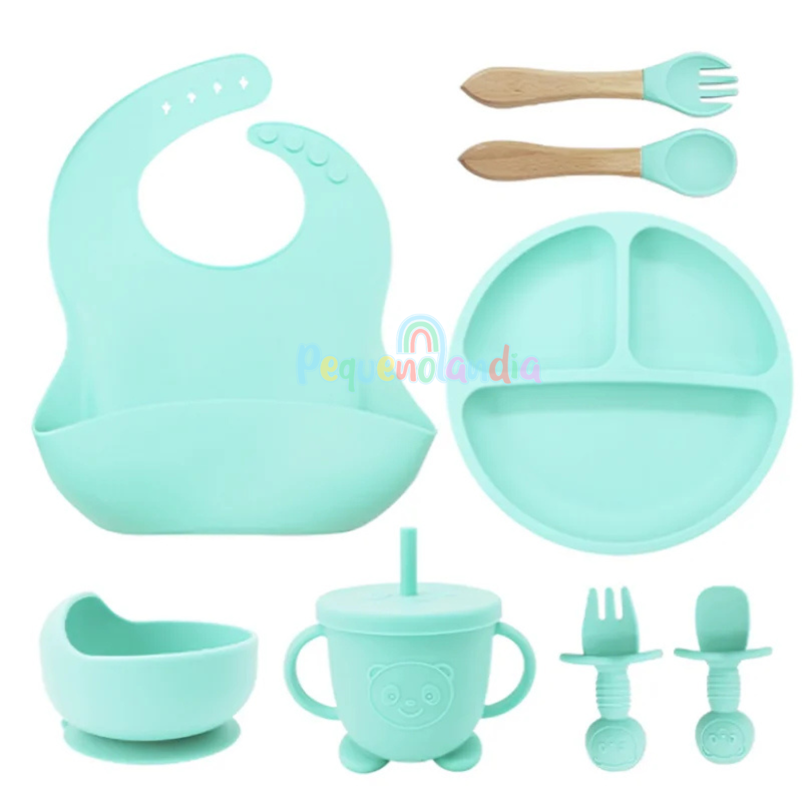 Papa kit - Conjunto de alimentação de silicone 8 peças
