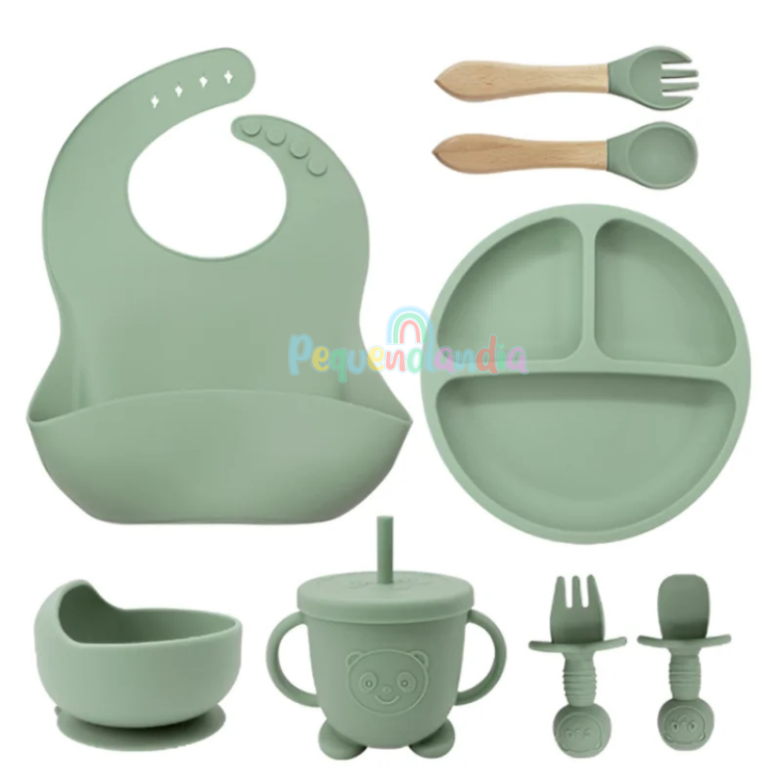 Papa kit - Conjunto de alimentação de silicone 8 peças