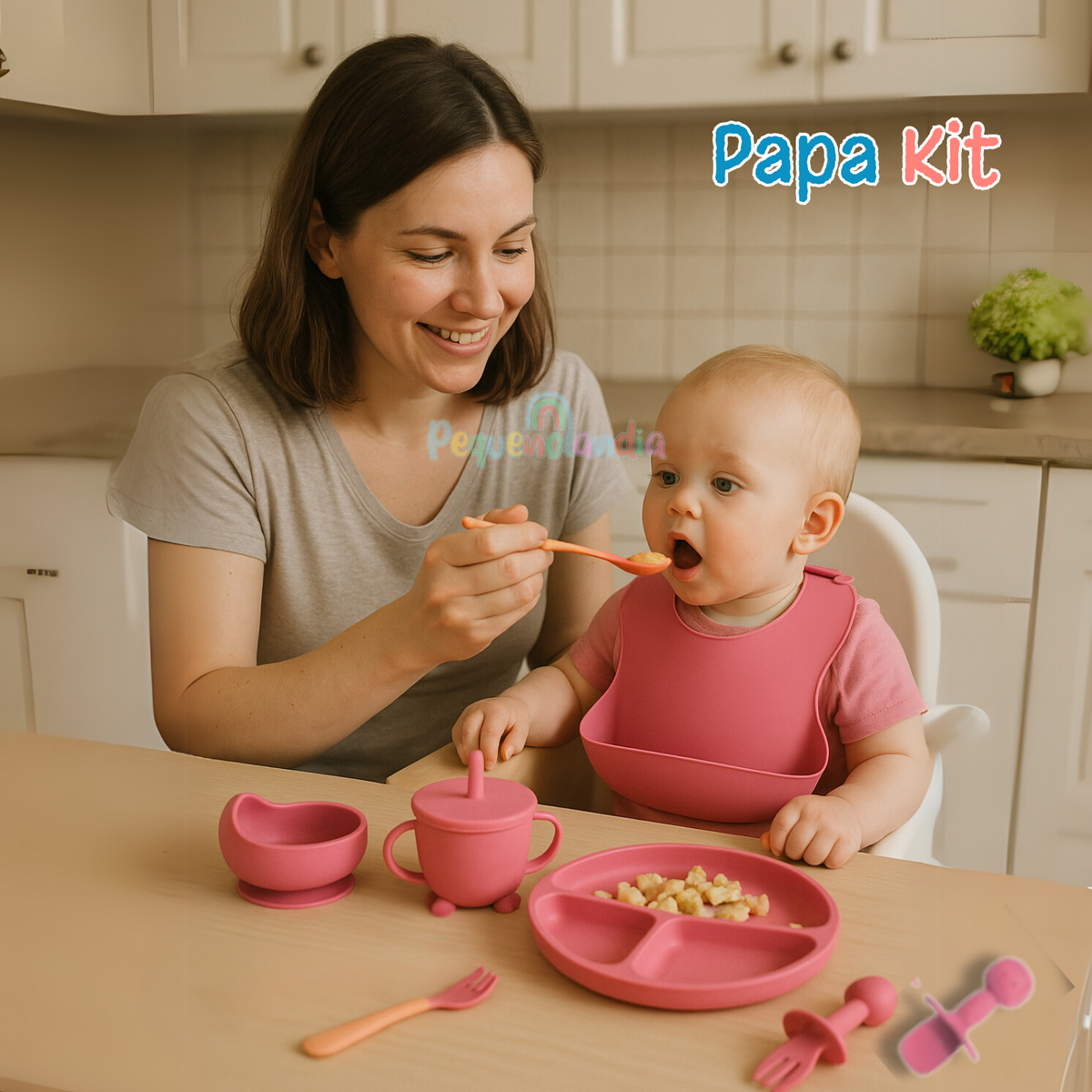 Papa kit - Conjunto de alimentação de silicone 8 peças