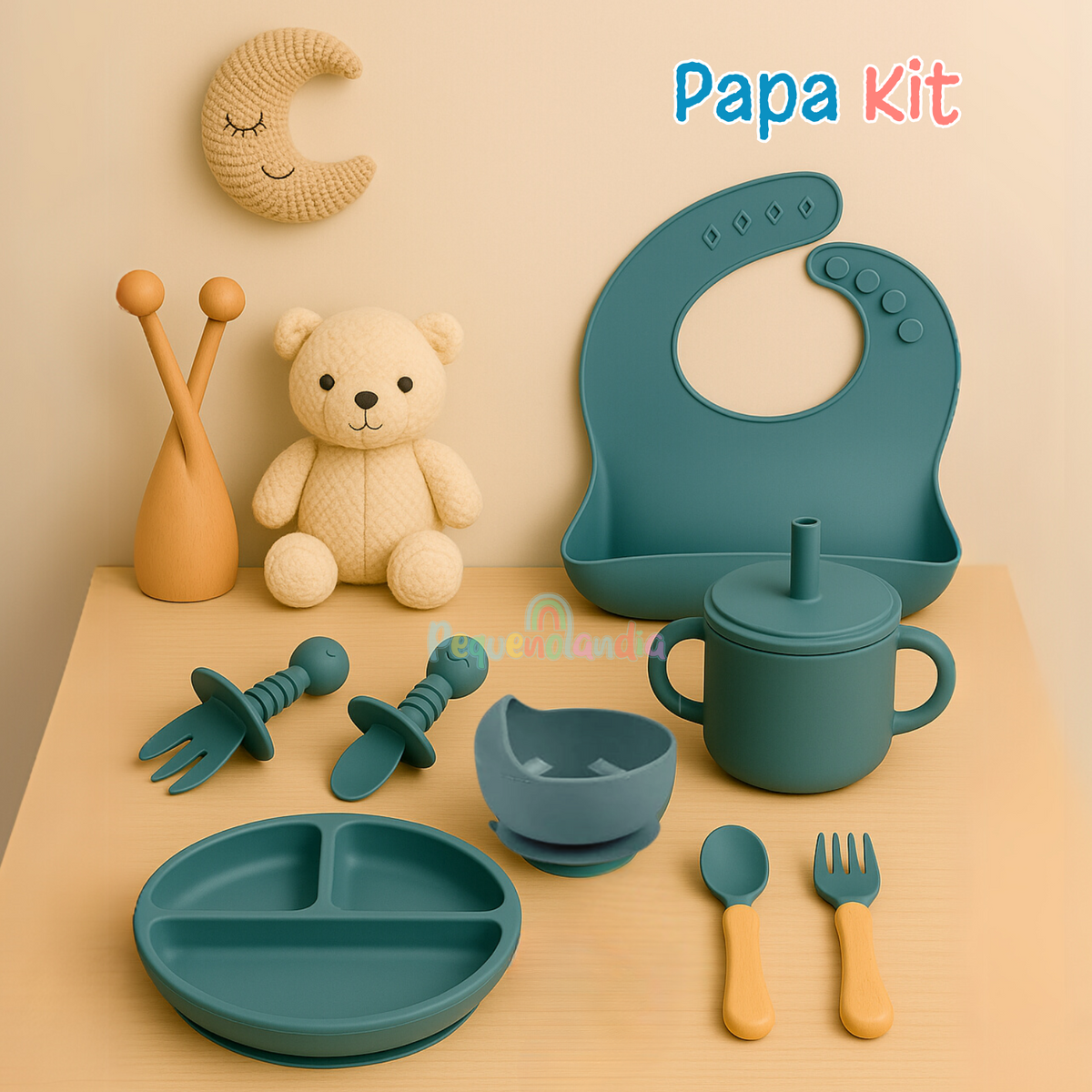 Papa kit - Conjunto de alimentação de silicone 8 peças