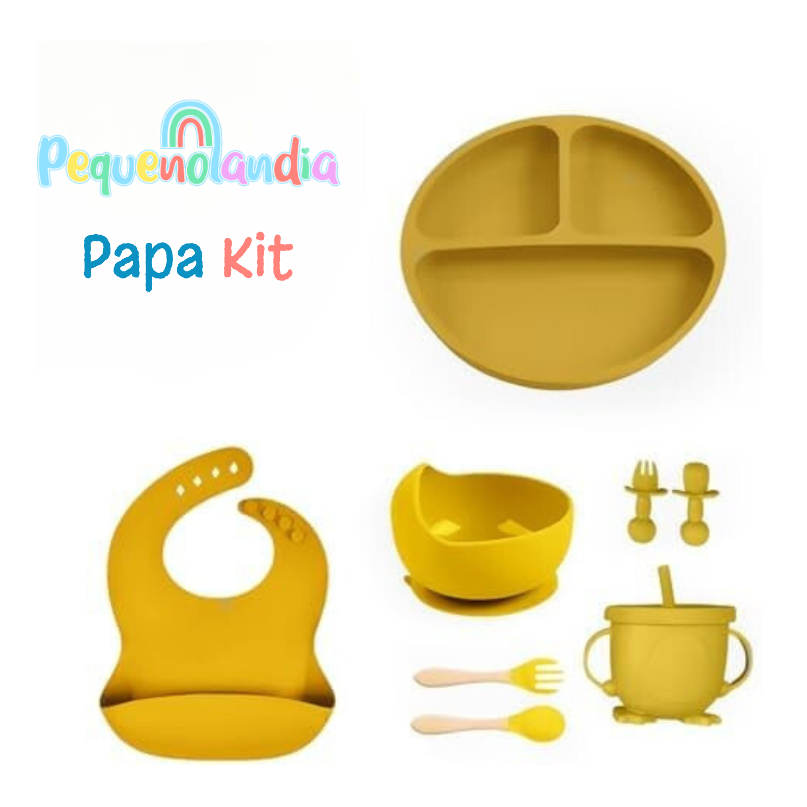 Papa kit - Conjunto de alimentação de silicone 8 peças