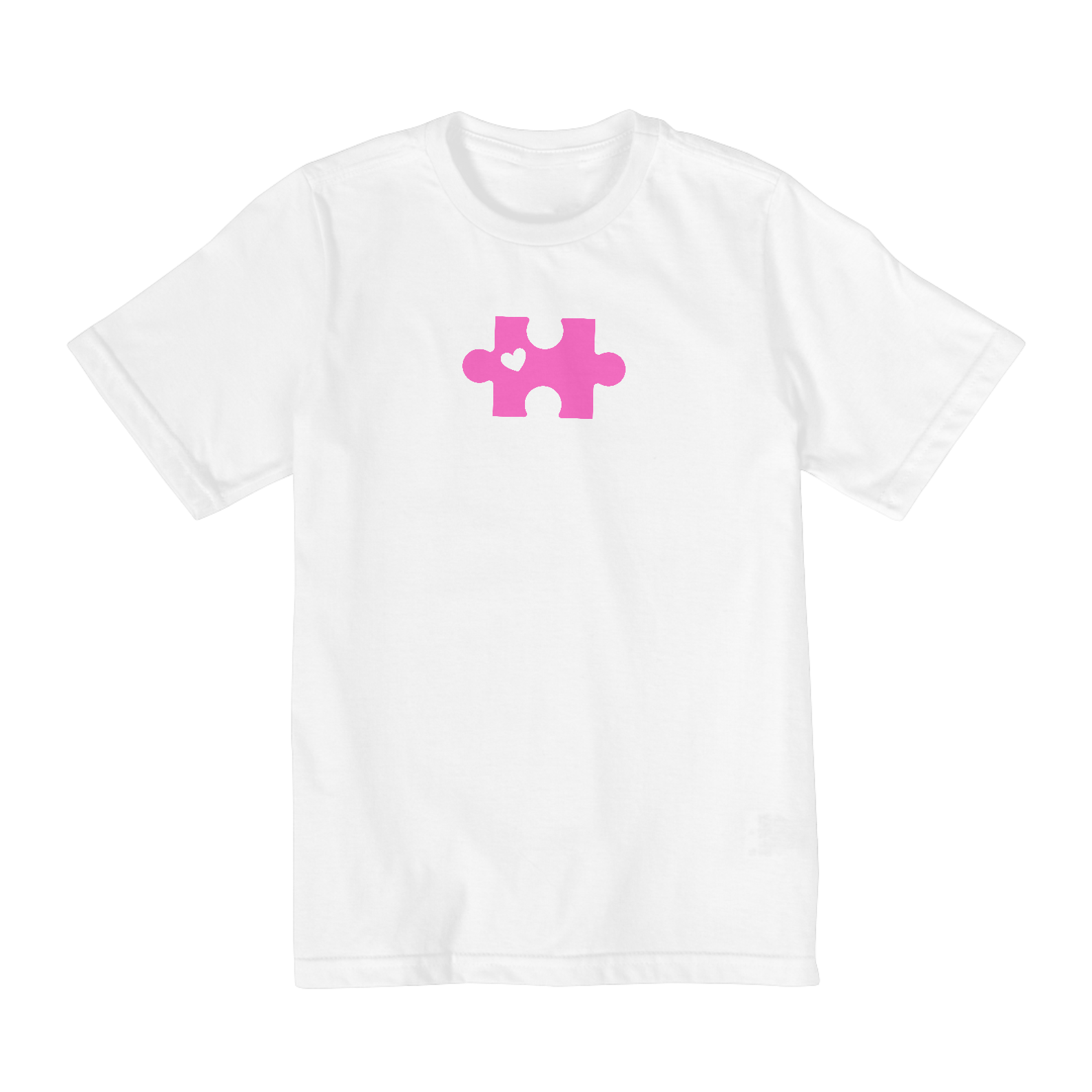 Camiseta infanto juvenil quebra cabeça rosa