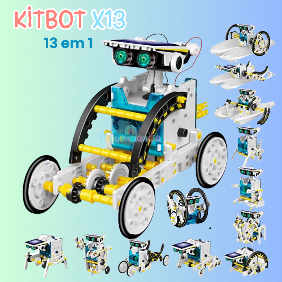 KitBot X13 - Kit para montagem de robô 13 em 1 com energia solar