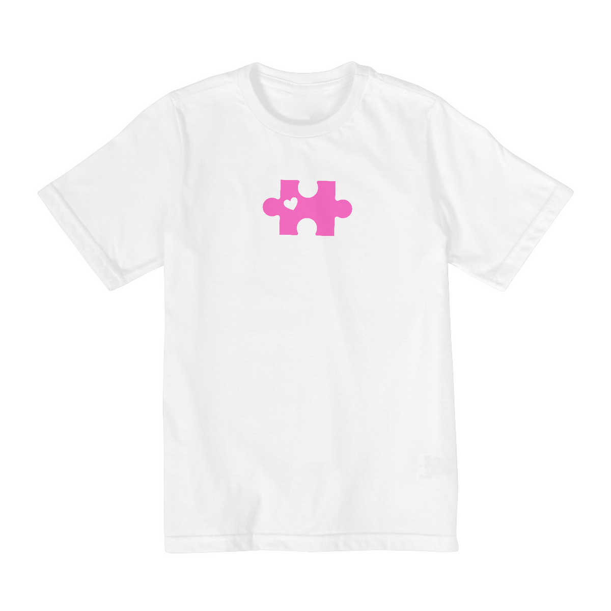 Camiseta infantil quebra cabeça rosa