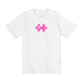 Camiseta infantil quebra cabeça rosa