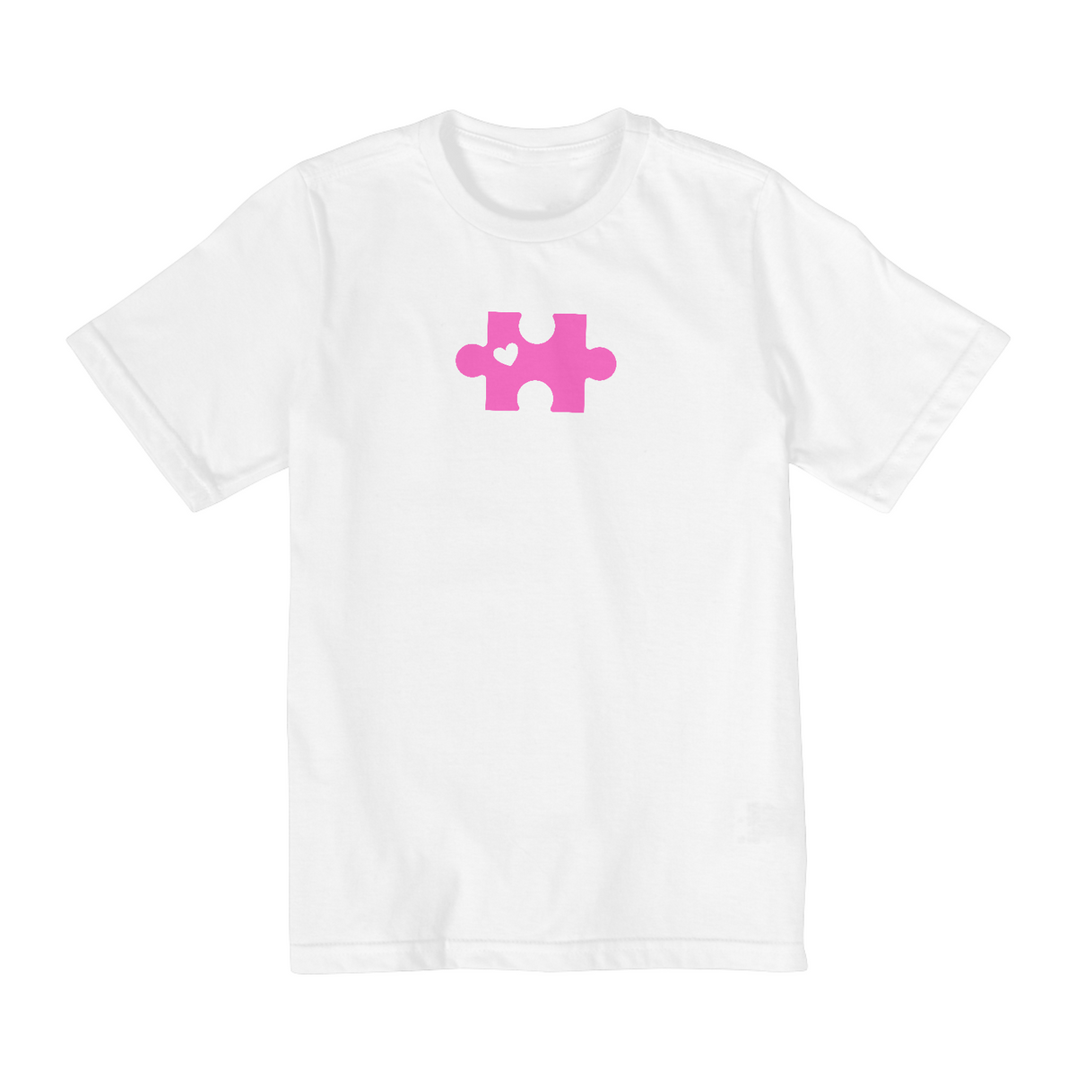 Camiseta infanto juvenil quebra cabeça rosa