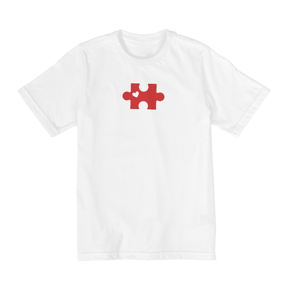 Camiseta infanto juvenil quebra cabeça vermelho