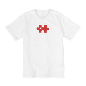 Camiseta infanto juvenil quebra cabeça vermelho