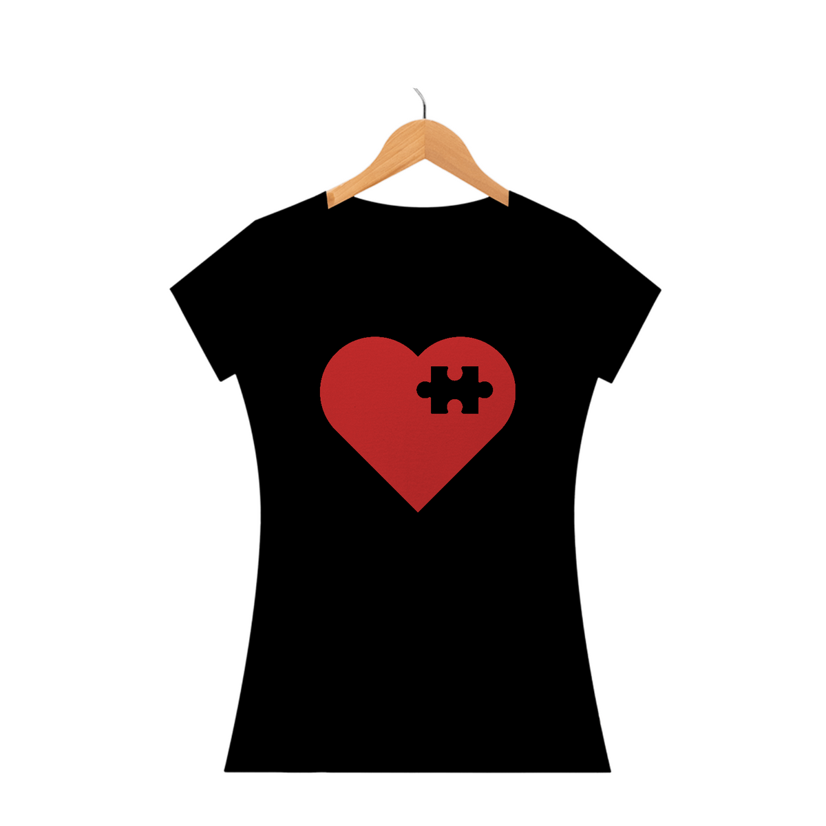 Camiseta Baby Look coração quebra cabeça