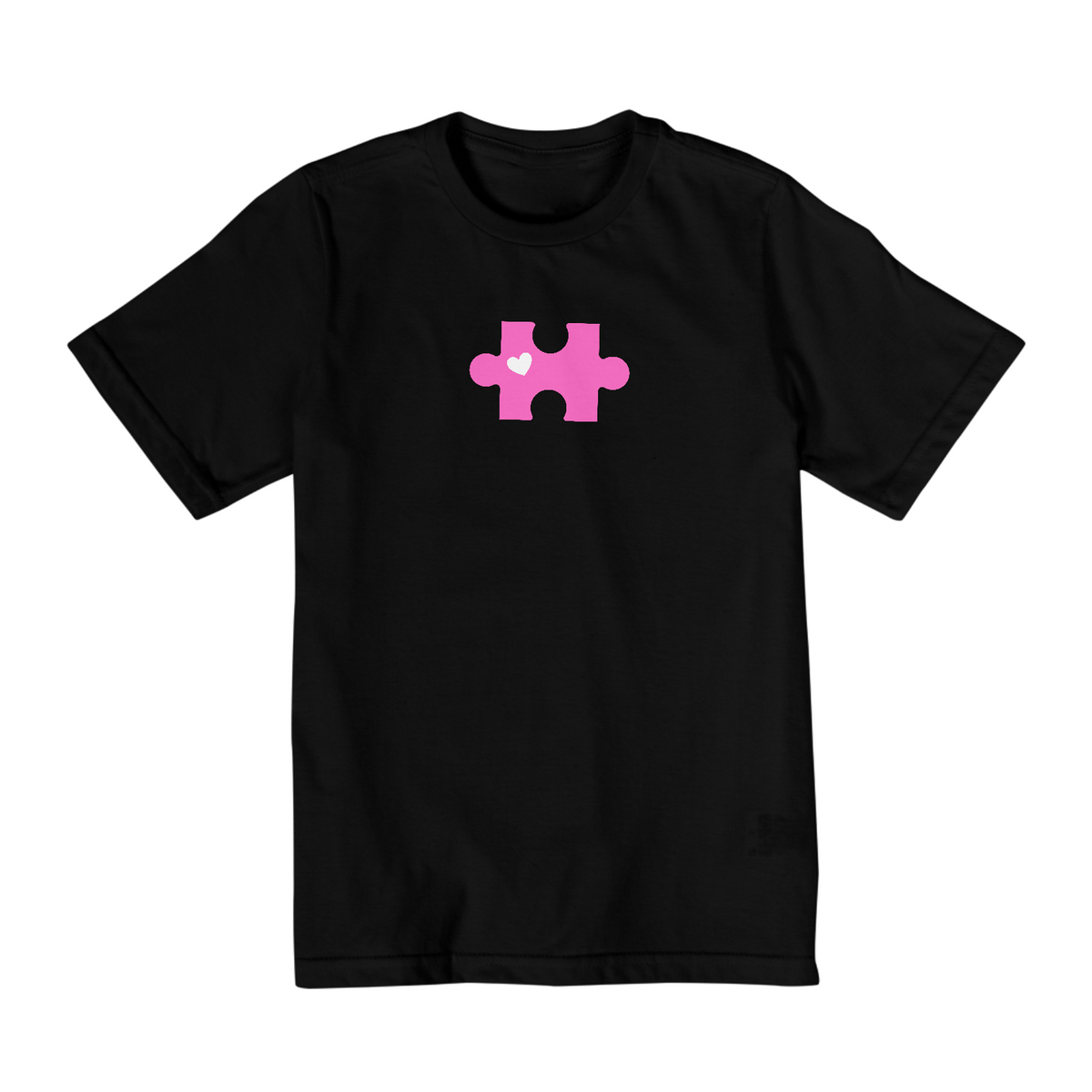 Camiseta infantil quebra cabeça rosa