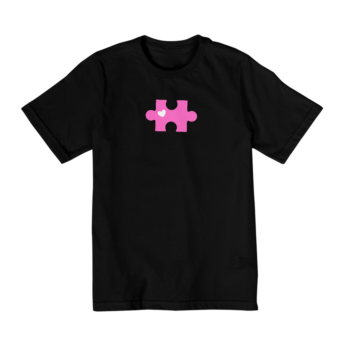 Camiseta infanto juvenil quebra cabeça rosa