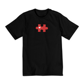 Camiseta infanto juvenil quebra cabeça vermelho