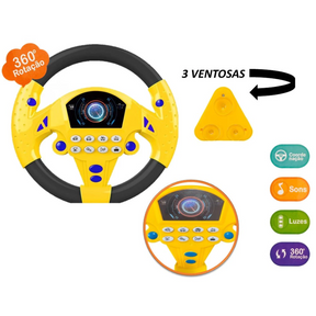 Volante Musical Interativo Com Ventosas, Luzes e Sons, Gira 360°